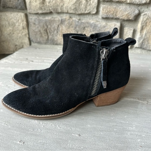 Dolce Black Suede Vita Dual Zipper‎ Booties Size 8.5 - Picture 4 of 6